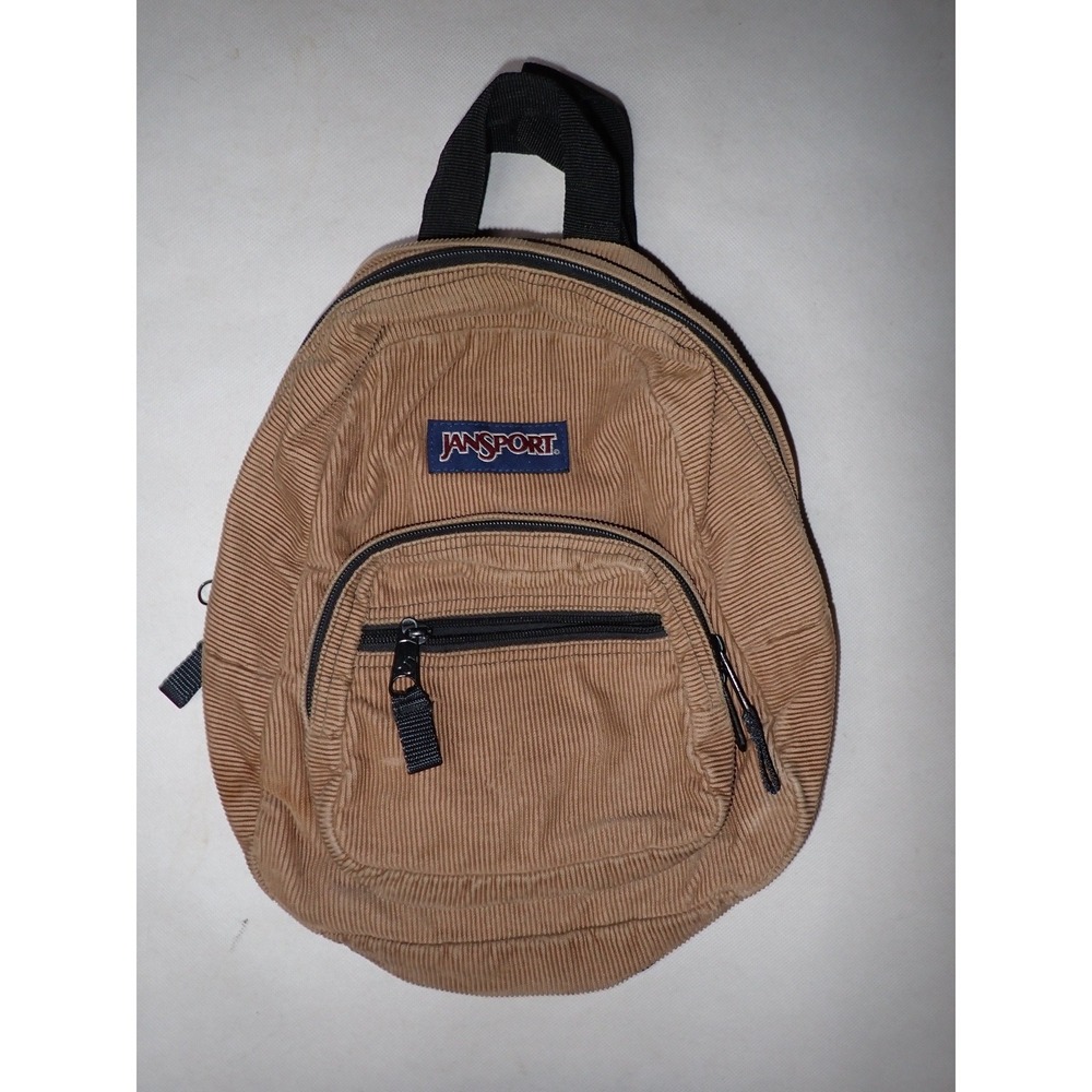 JanSport Corduroy Mini Backpack Tan Brown Small Rucksack Small Half Pint Y2K